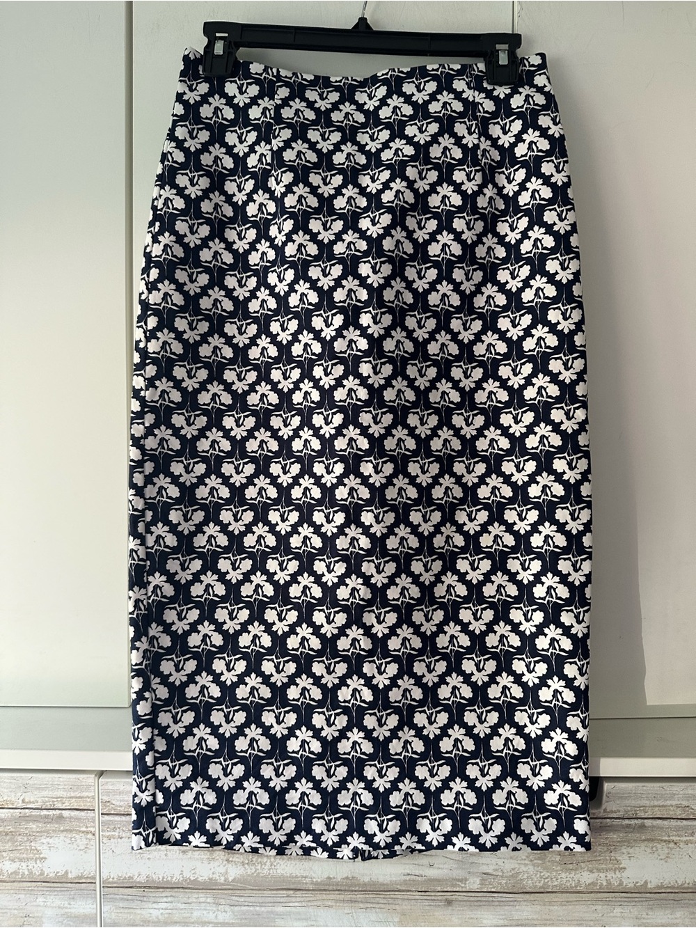 🌼 Boden Navy White Floral Maxi Pencil Skirt US 4L UK 8L